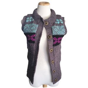 Free People Fair Isle Knit Quilted Vest Sweater Geometric Argyle Womens XS